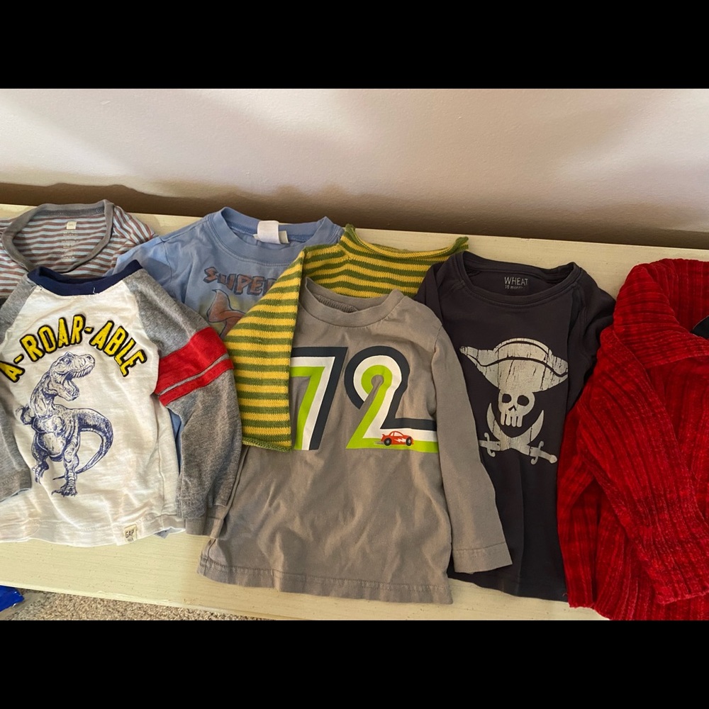 Seven long sleeve boy tops 18-24 months
